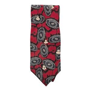 VTG Walt Disney 100% Silk Tie Necktie Mickey Mouse Red Blue USA Made 57" Preppy